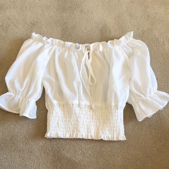 Off Shoulder White Ruffle Top - Picture 1 of 3